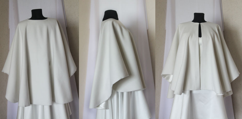 Cape de mariee en drap avec doublure satinee #648